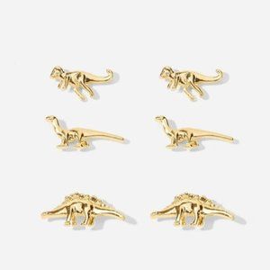 Gold Alloy Dinosaur Shaped Stud Earrings 3pairs
